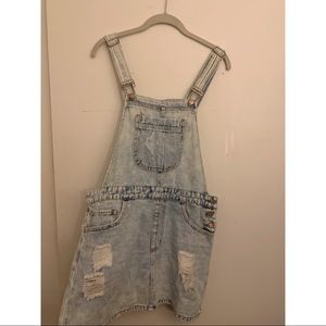 Forever 21 distressed overall mini dress